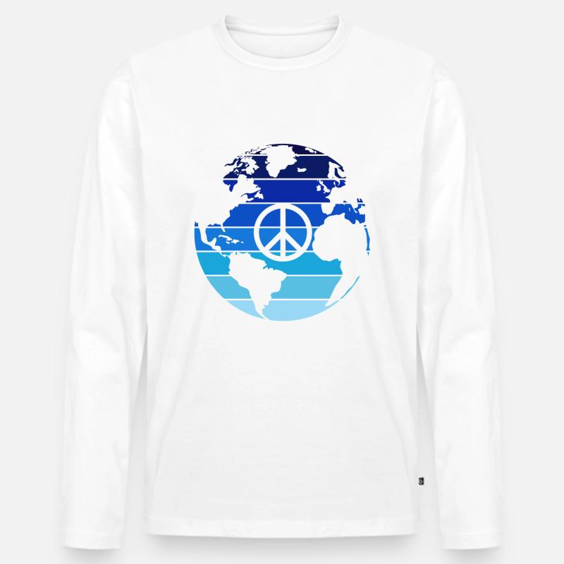 Peace - Männer Premium Bio Langarmshirt - Weiß