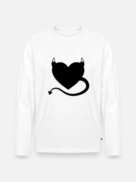 Devil Heart Black - Men's Premium Organic Long Sleeve Shirt - white
