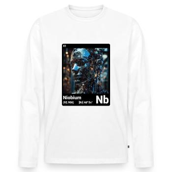 AI am Niobium (bk) - Men's Premium Organic Long Sleeve Shirt - white - Front - Nico (187cm)