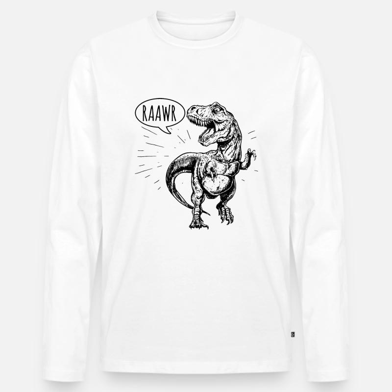 Dinosaurier - Männer Premium Bio Langarmshirt - Weiß
