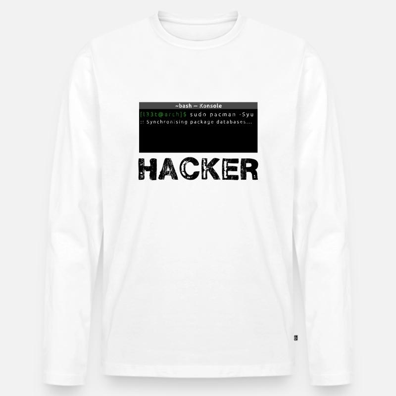 Hacker Linux - Maglia a manica lunga ecologica premium da uomo - bianco