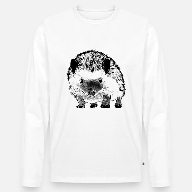 Igel Waldtier Herbst Laub - Männer Premium Bio Langarmshirt - Weiß