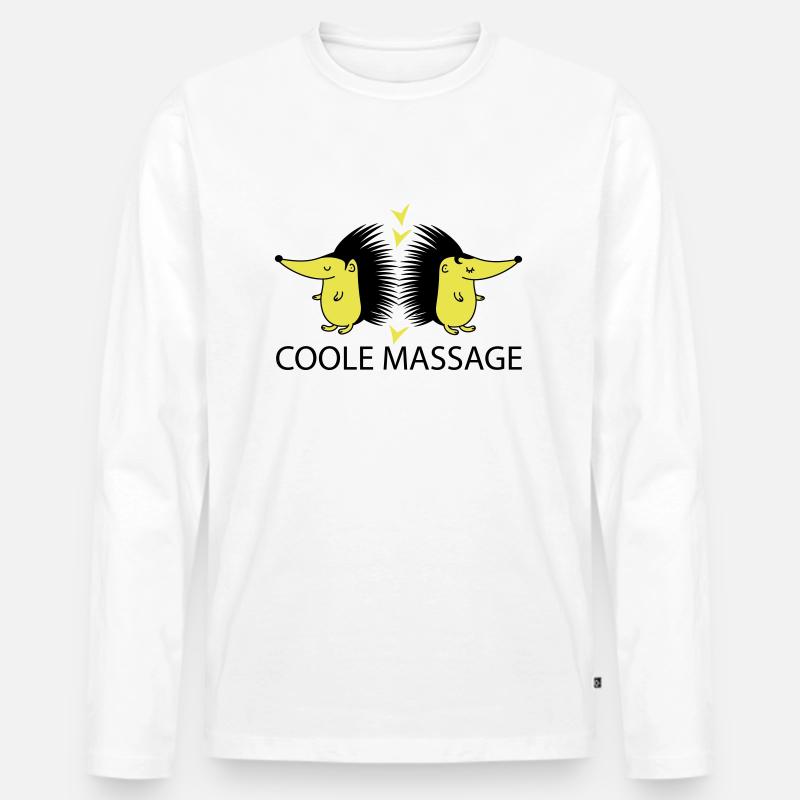 Coole Massage - Männer Premium Bio Langarmshirt - Weiß