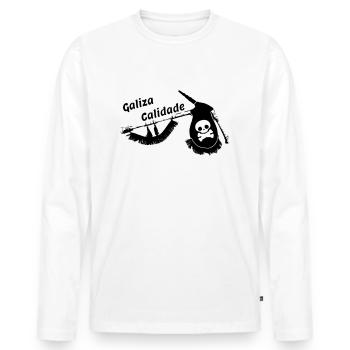 Galiza Calidade ((couleurs personnalisables) - T-shirt manches longues Premium bio Homme - blanc - Devant - Nico (187cm)