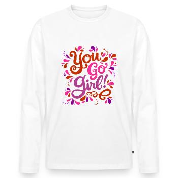 Girl Power Rot Rosa Lila - Männer Premium Bio Langarmshirt - Weiß - Vorne - Nico (187cm)