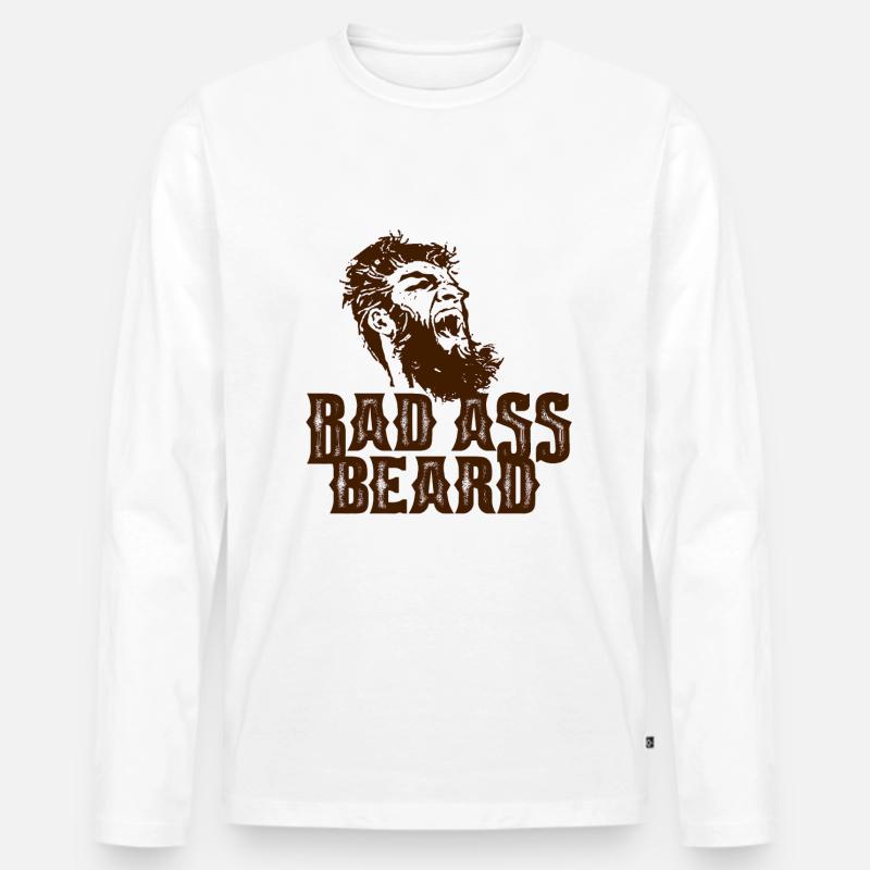 Bart, Bärte, Hipster, Vollbart, Geschenk, - Männer Premium Bio Langarmshirt - Weiß