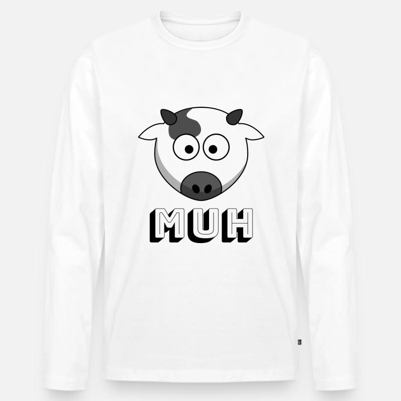 MUH Kuh Rind - Männer Premium Bio Langarmshirt - Weiß