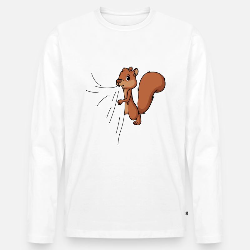 Eichhörnchen beißt Hungriges Eichhörnchen frisst - Männer Premium Bio Langarmshirt - Weiß