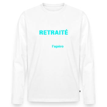 Retraités en liberté toujours prêts pour l'apéro - T-shirt manches longues Premium bio Homme - blanc - Devant - Nico (187cm)