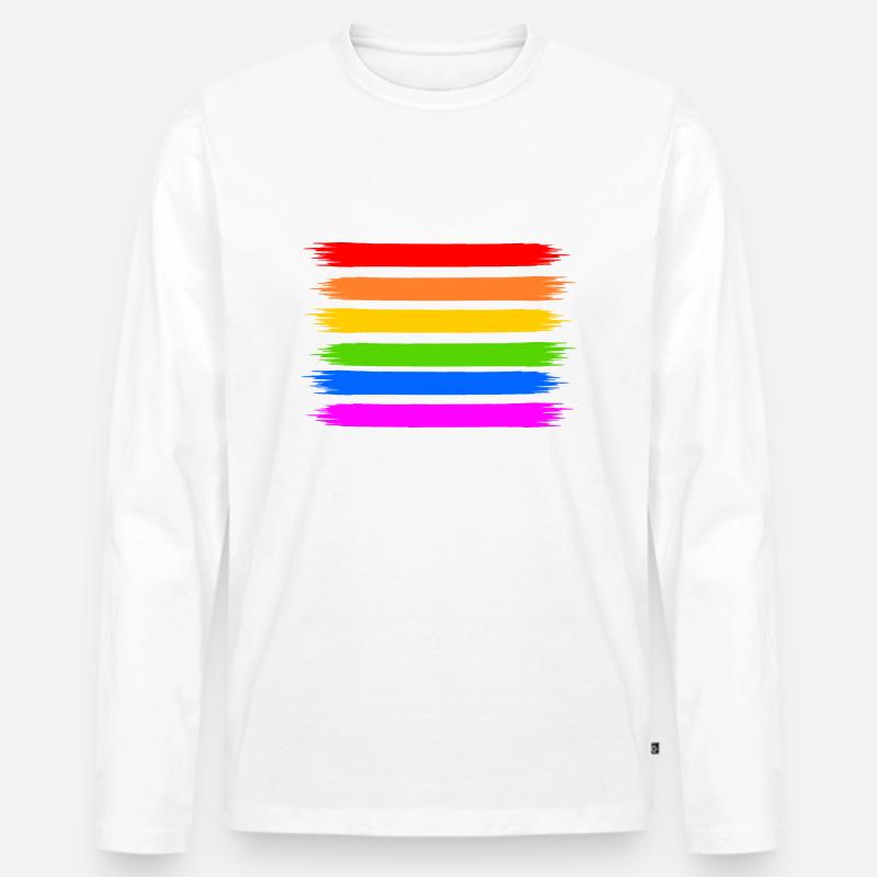 Regenbogen Regenbogenfahne - Männer Premium Bio Langarmshirt - Weiß