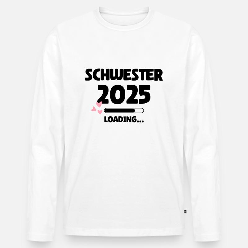 Schwester 2025 Loading - Männer Premium Bio Langarmshirt - Weiß