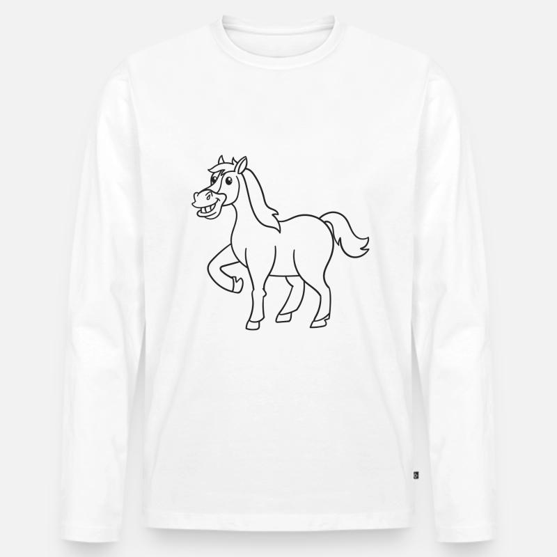 Pferd, Pferde, Geschenk, Geschenkidee - Männer Premium Bio Langarmshirt - Weiß