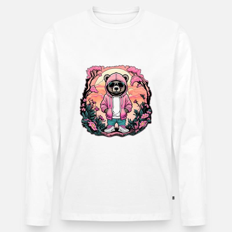Rapper Bär 🐻 - Männer Premium Bio Langarmshirt - Weiß