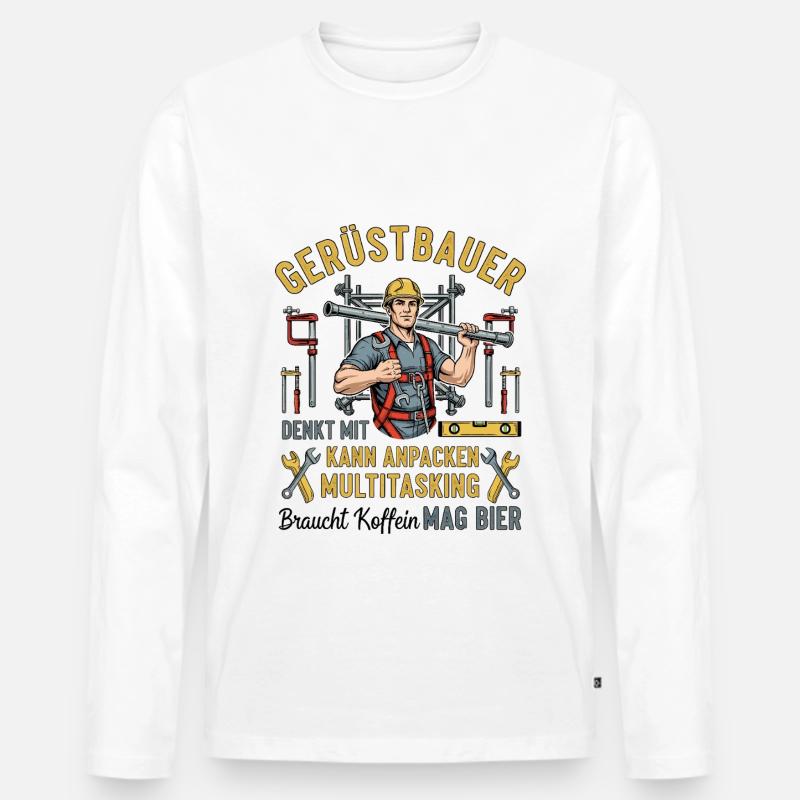 Der Gerüstbauer - Männer Premium Bio Langarmshirt - Weiß