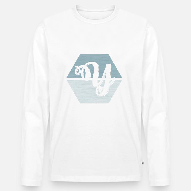 Stripe Hype - Männer Premium Bio Langarmshirt - Weiß