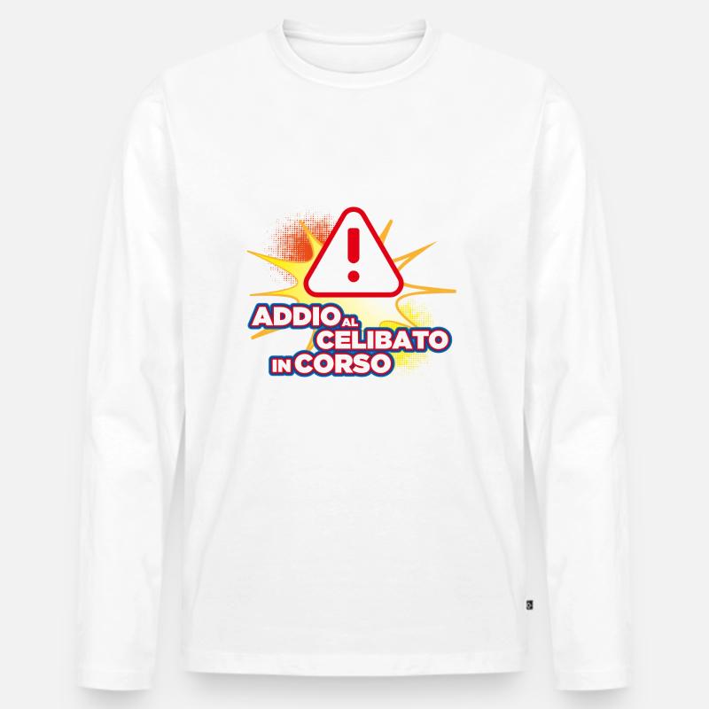 addio al celibato warning - Maglia a manica lunga ecologica premium da uomo - bianco