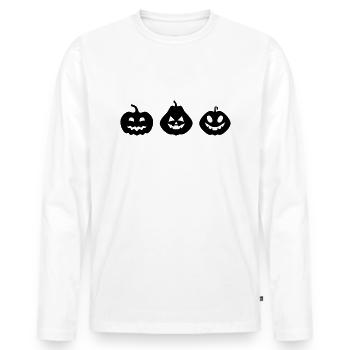 three creepy Halloween pumpkins in a row - Men's Premium Organic Long Sleeve Shirt - white - Front - Nico (187cm)