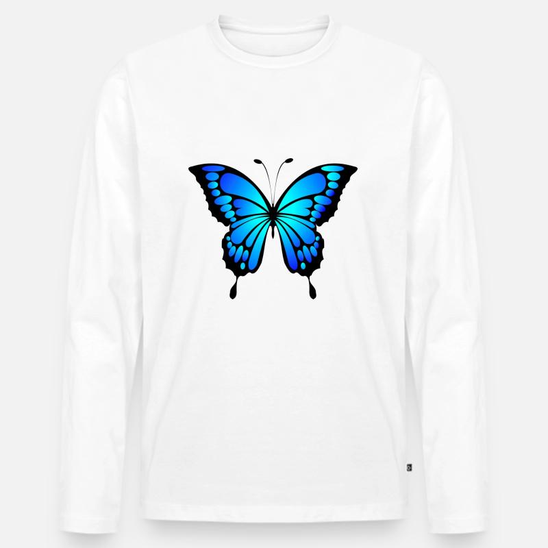Blauer Schmetterling Geschenk idee - Männer Premium Bio Langarmshirt - Weiß