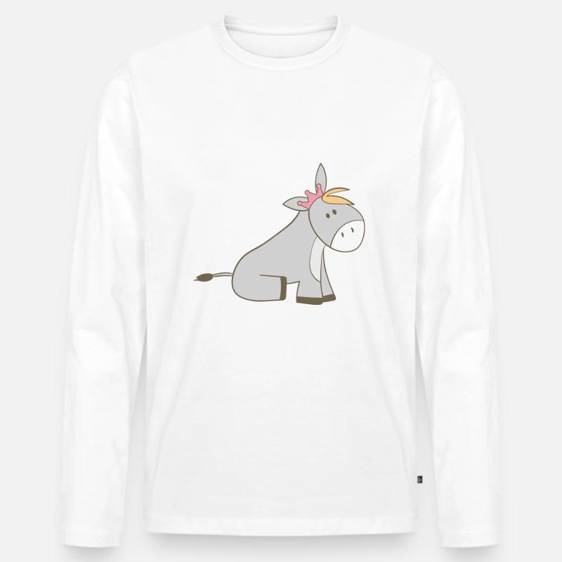 Esel - Männer Premium Bio Langarmshirt - Weiß