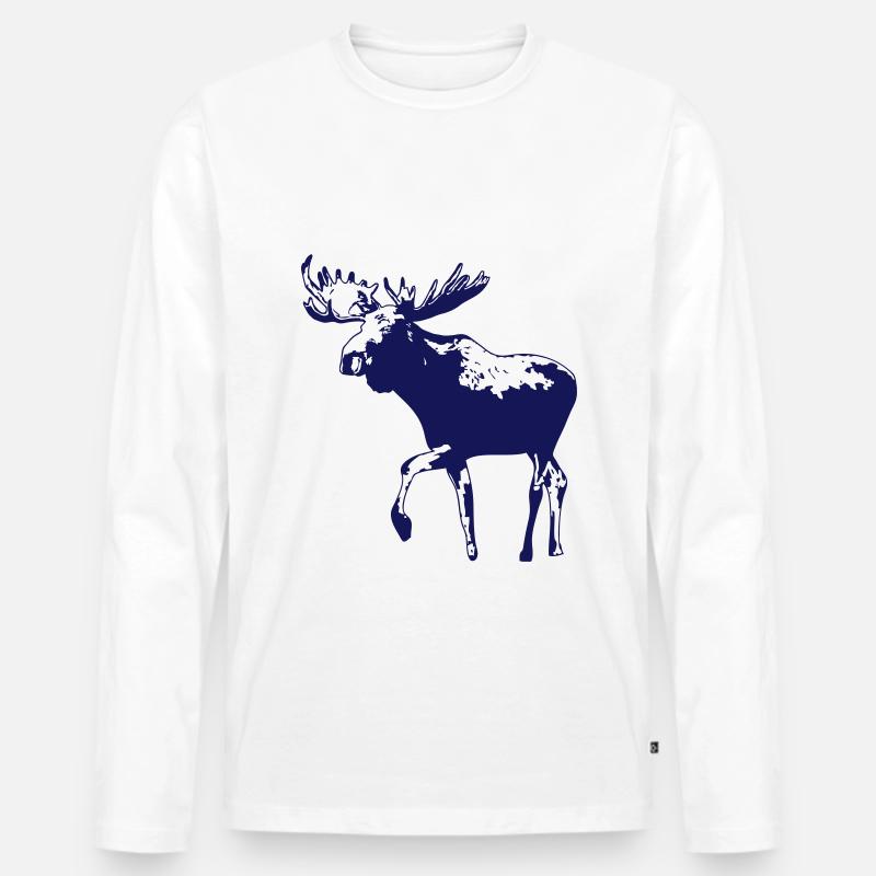 elch - elk - moose - jagd - jäger - Männer Premium Bio Langarmshirt - Weiß