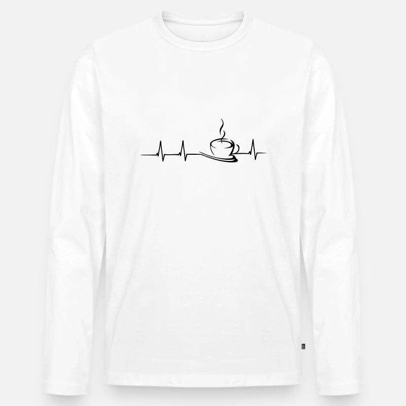 Kaffee Herzschlag - Männer Premium Bio Langarmshirt - Weiß
