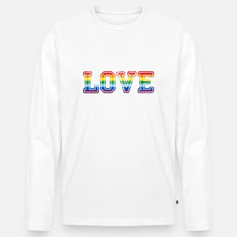Love - Männer Premium Bio Langarmshirt - Weiß