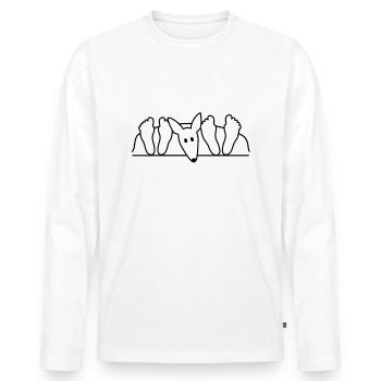 Podenco au lit - T-shirt manches longues Premium bio Homme - blanc - Devant - Nico (187cm)