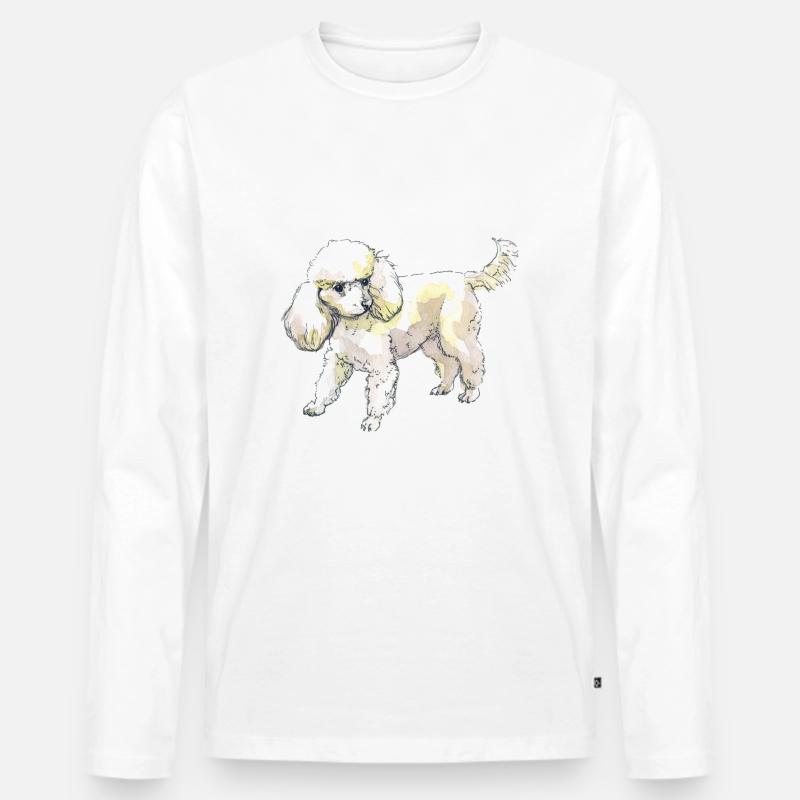 Pudel - Männer Premium Bio Langarmshirt - Weiß