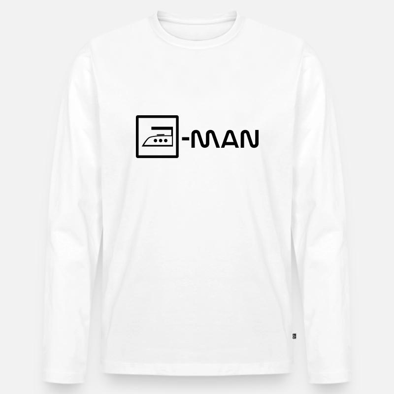 ironing man - Männer Premium Bio Langarmshirt - Weiß
