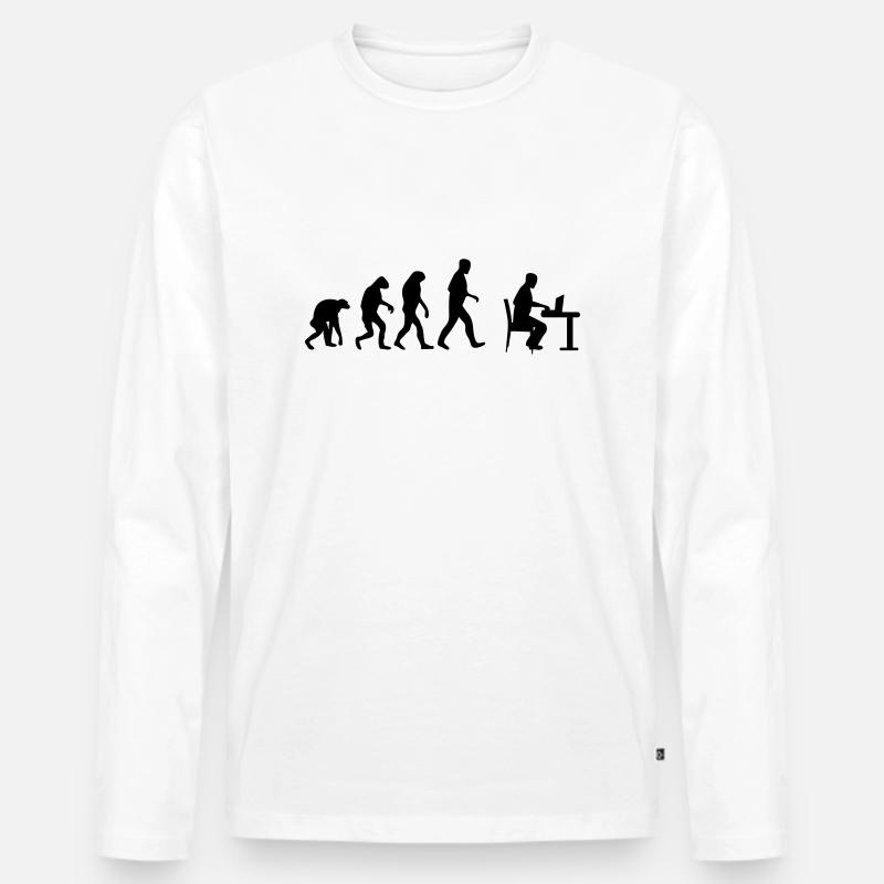 laptop evolution - Männer Premium Bio Langarmshirt - Weiß