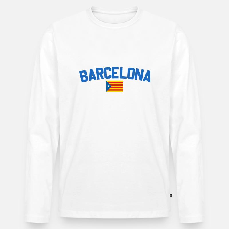 Barcelona - Männer Premium Bio Langarmshirt - Weiß