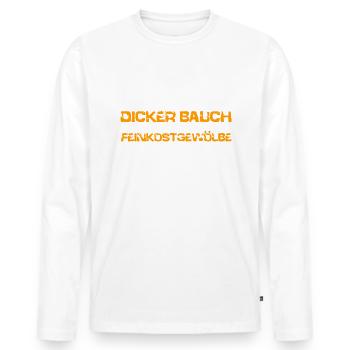 Dicker Bauch, Feinkostgewölbe, Feinschmecker, Fun - Männer Premium Bio Langarmshirt - Weiß - Vorne - Nico (187cm)