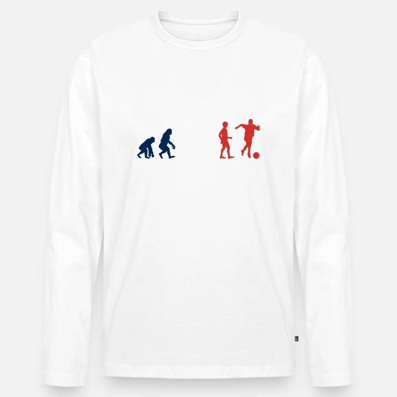 Fußball Frankreich Evolution Fußballer - Männer Premium Bio Langarmshirt - Weiß