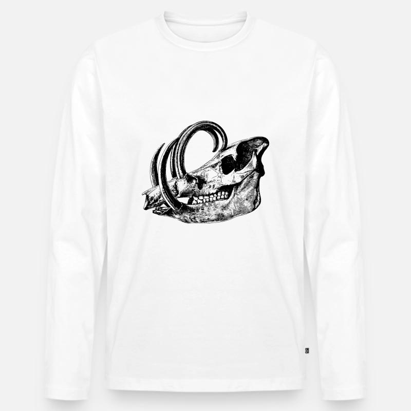 Wildschwein Schädel - Männer Premium Bio Langarmshirt - Weiß