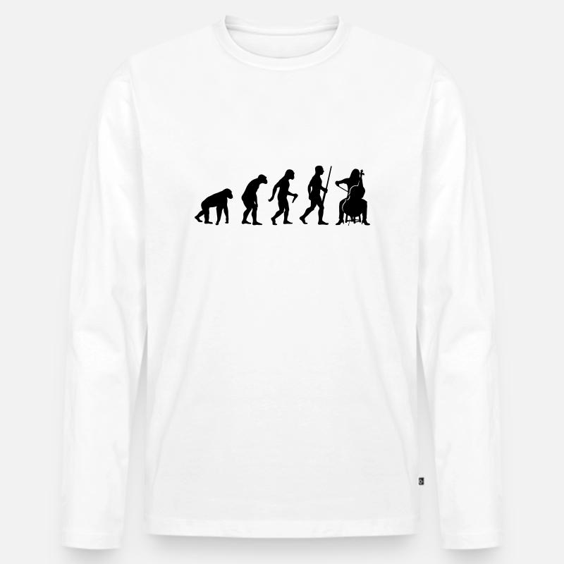 Evolution Cello Player - Men's Premium Organic Long Sleeve Shirt - white