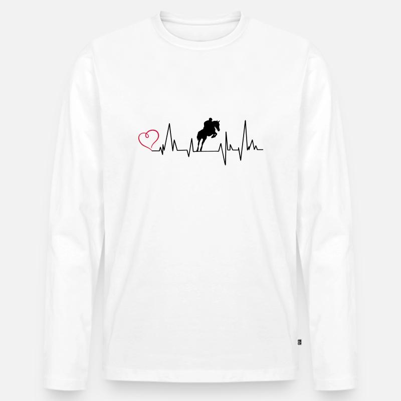 Heartbeat Springreiter Herz - Männer Premium Bio Langarmshirt - Weiß