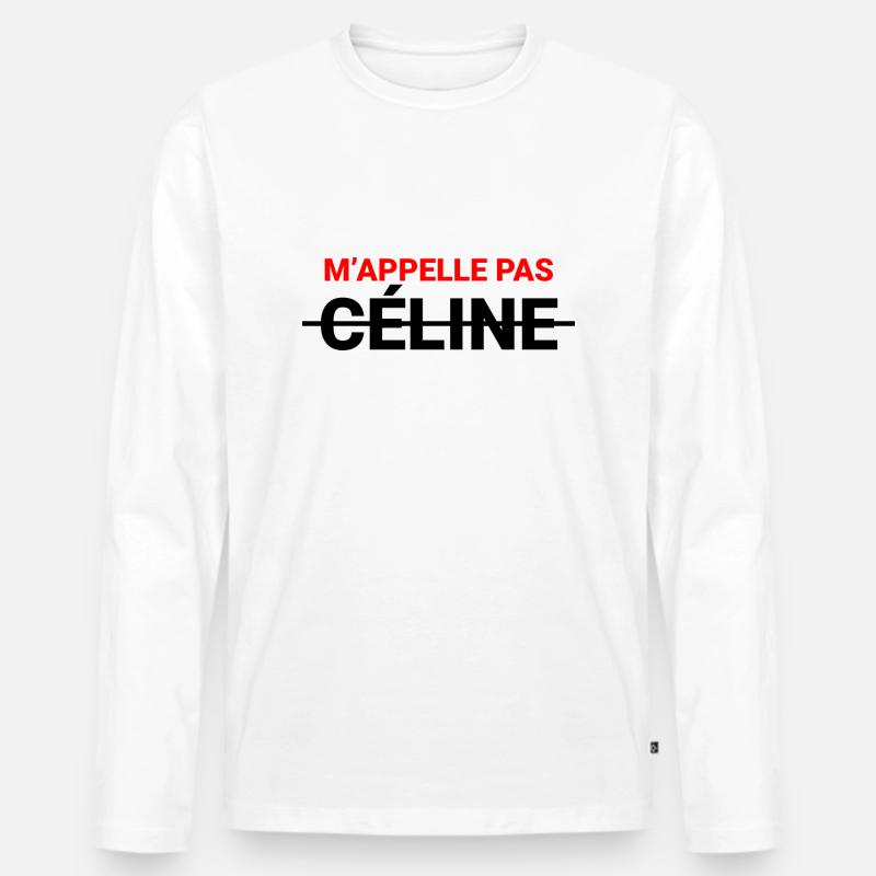 CÉLINE - Männer Premium Bio Langarmshirt - Weiß