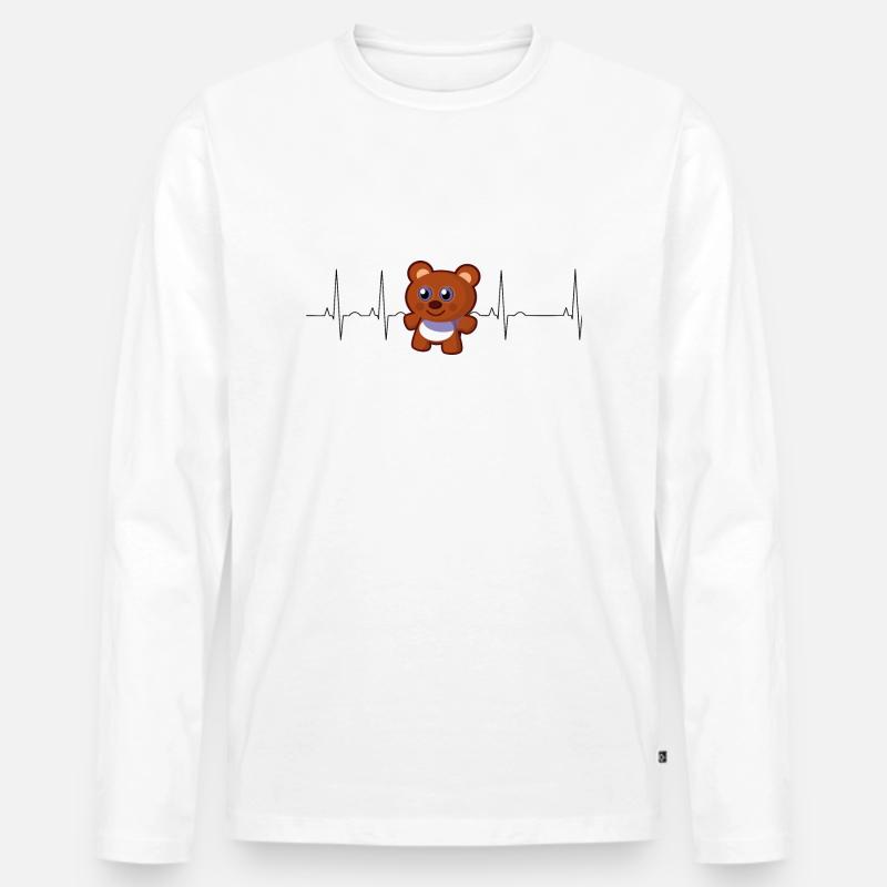 Teddybär Herzschlag - Männer Premium Bio Langarmshirt - Weiß