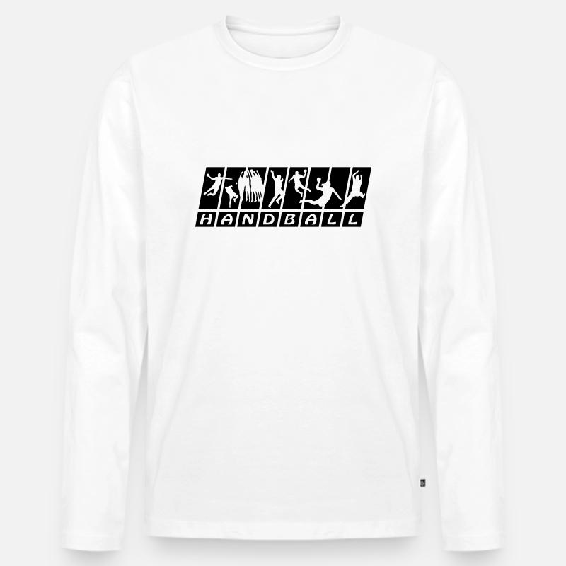 Handball Timeline - Männer Premium Bio Langarmshirt - Weiß