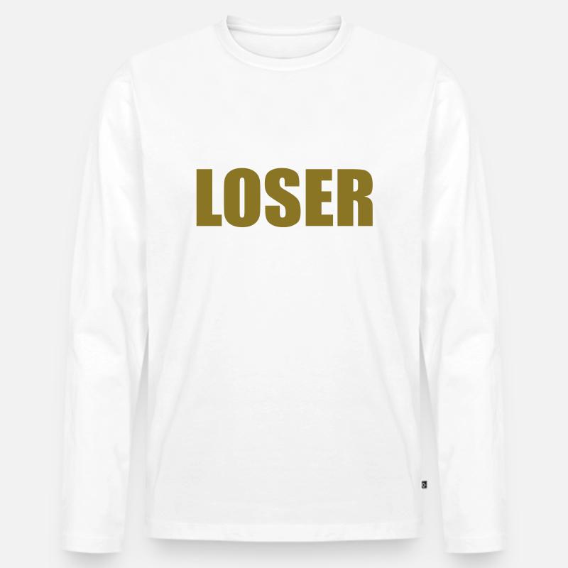 loser ocker - Männer Premium Bio Langarmshirt - Weiß
