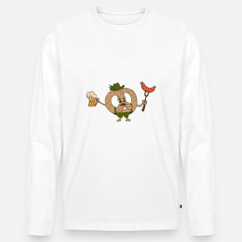 Brezel, Bier&Wurst - Männer Premium Bio Langarmshirt - Weiß