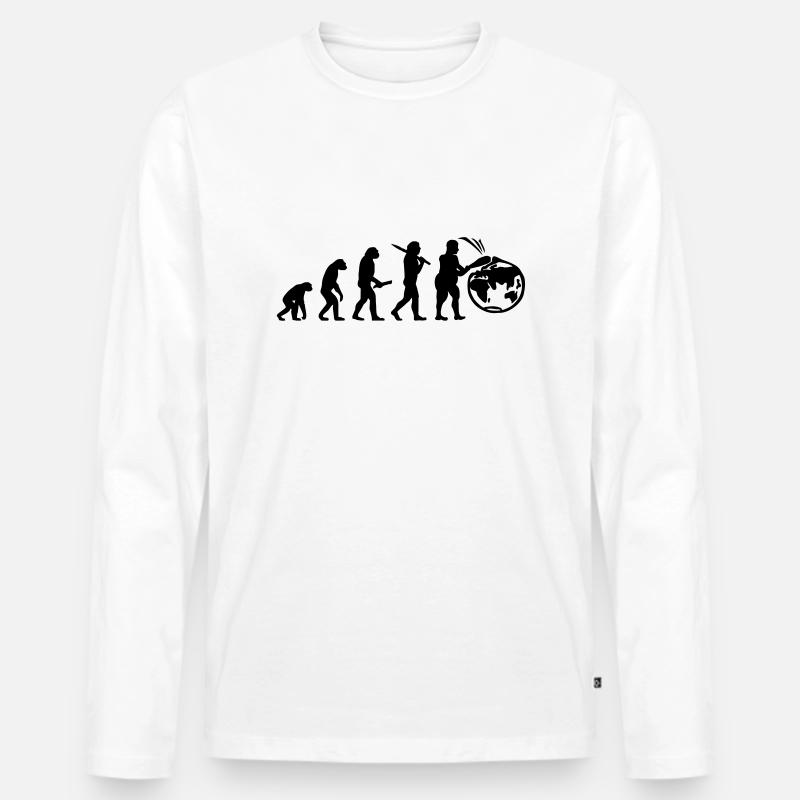Evolution Planeten Erde Welt - Männer Premium Bio Langarmshirt - Weiß
