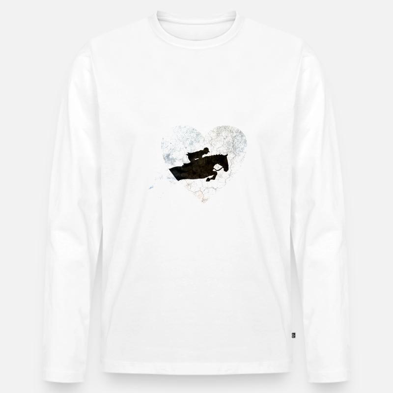 Springreiter auf Springpferd - Männer Premium Bio Langarmshirt - Weiß