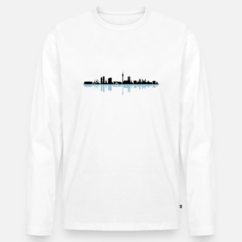Skyline - München - Männer Premium Bio Langarmshirt - Weiß