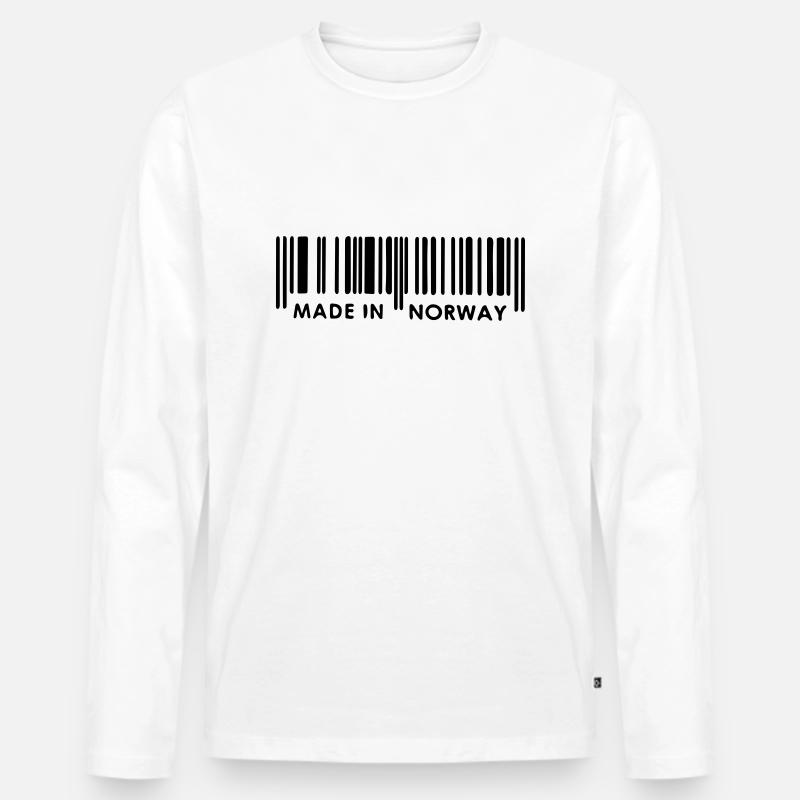 Barcode Made in Norway - Männer Premium Bio Langarmshirt - Weiß