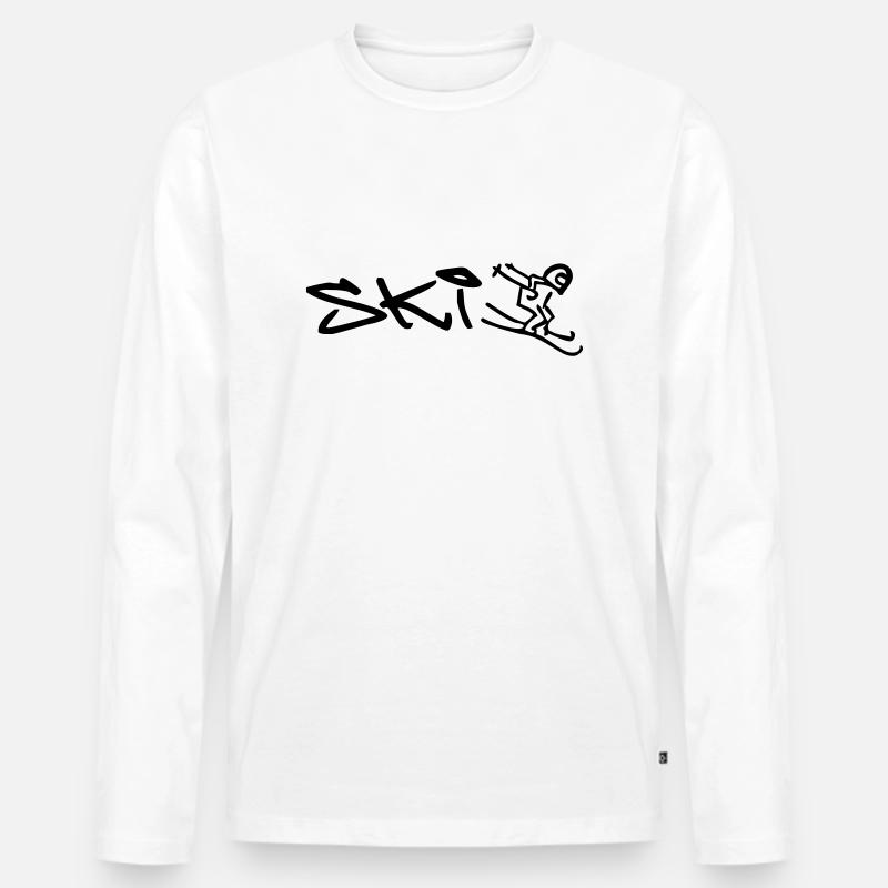 winterliches Ski Downhill - Männer Premium Bio Langarmshirt - Weiß