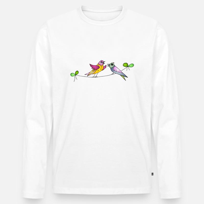 Bunte Vögel - Männer Premium Bio Langarmshirt - Weiß