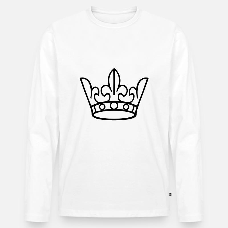Krone - Männer Premium Bio Langarmshirt - Weiß