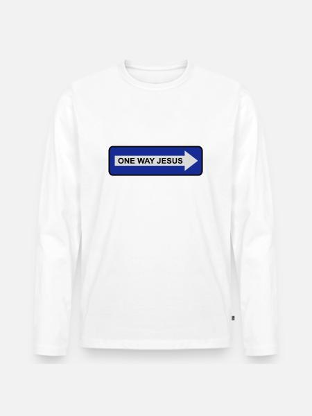 One Way Jesus - Men's Premium Organic Long Sleeve Shirt - white