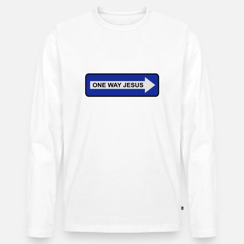 One Way Jesus - Männer Premium Bio Langarmshirt - Weiß